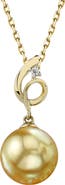 The Pearl Source 14K Gold Golden Pearl & Diamond Symphony Pendant