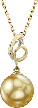 The Pearl Source 14K Gold Golden Pearl & Diamond Symphony Pendant