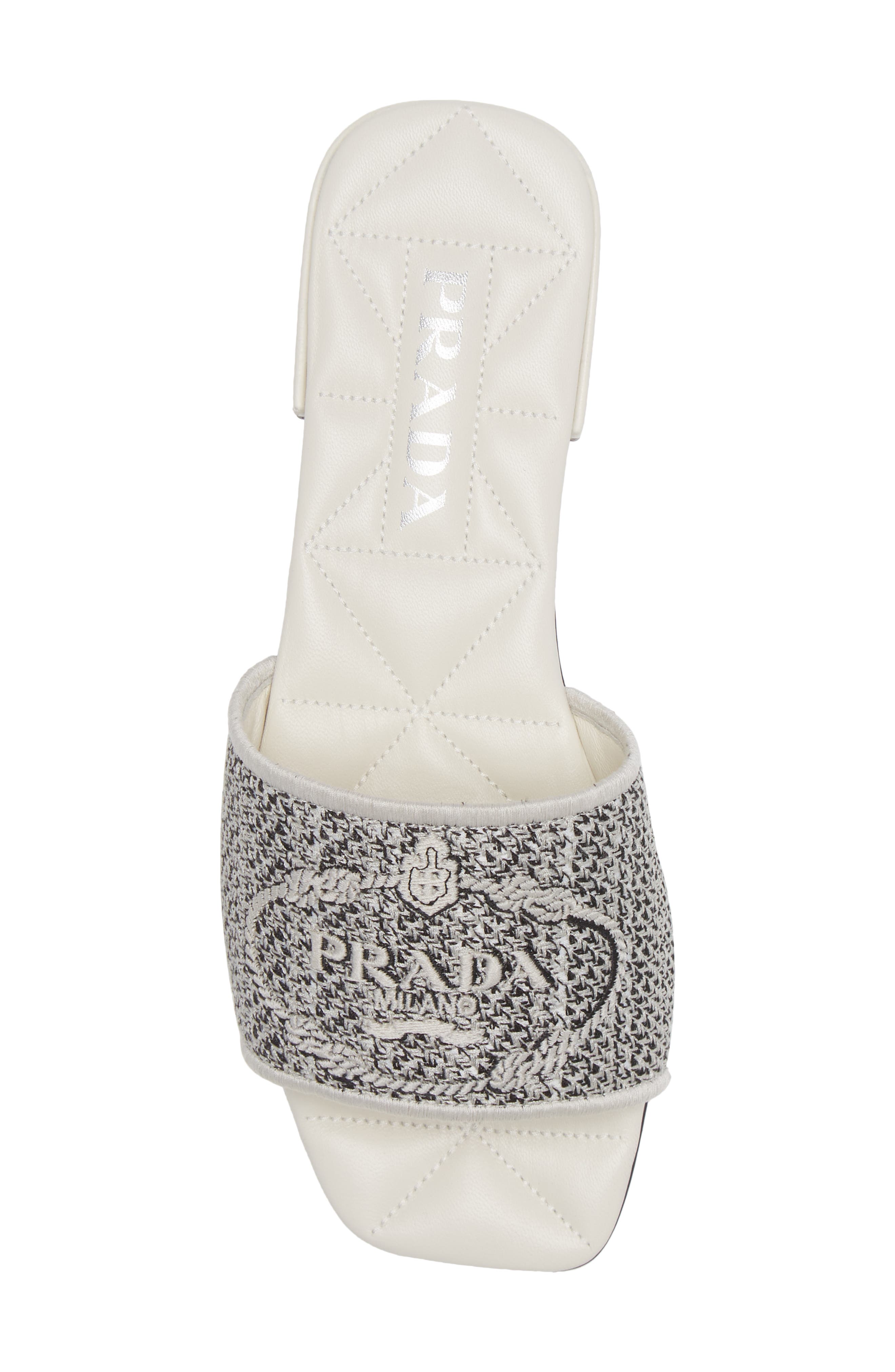 Prada Logo Jacquard Slide Sandal, Alternate, color, 