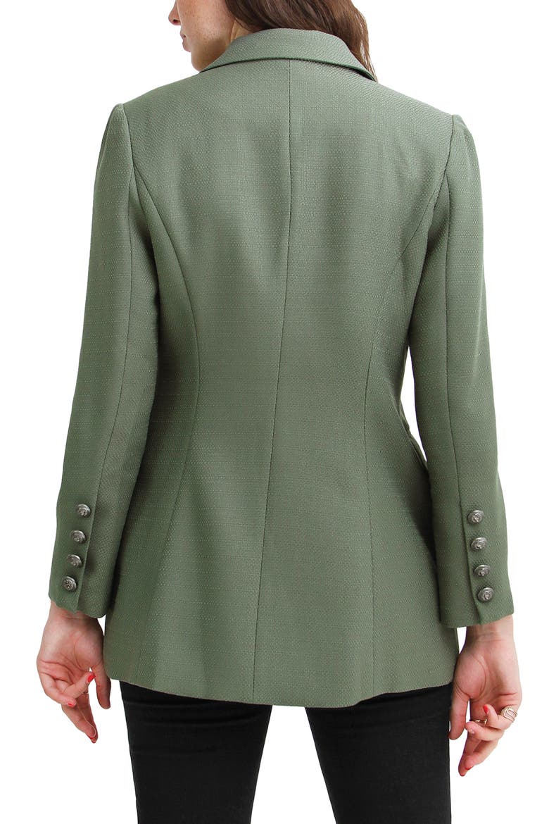 Princess Polly Textured Double-Breasted Blazer, Alternate, color, MILITARY