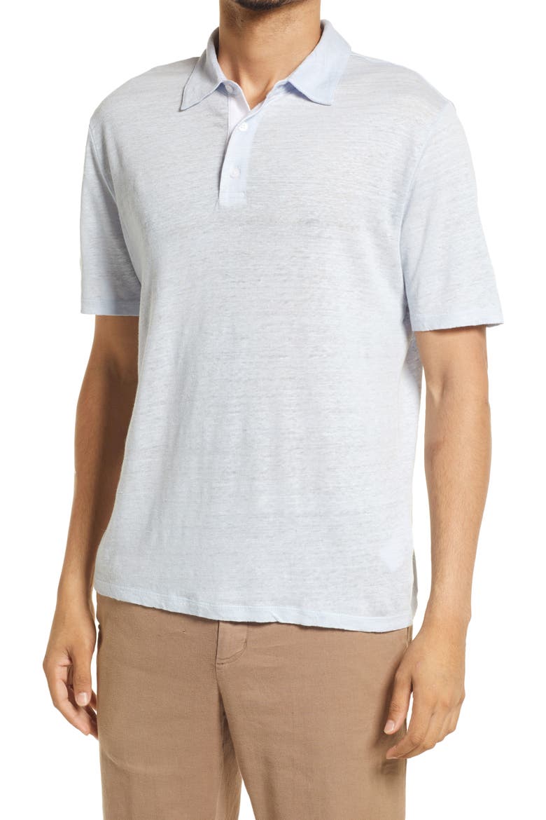 Linen Polo Shirt, Main, color, LUCENT BLUE