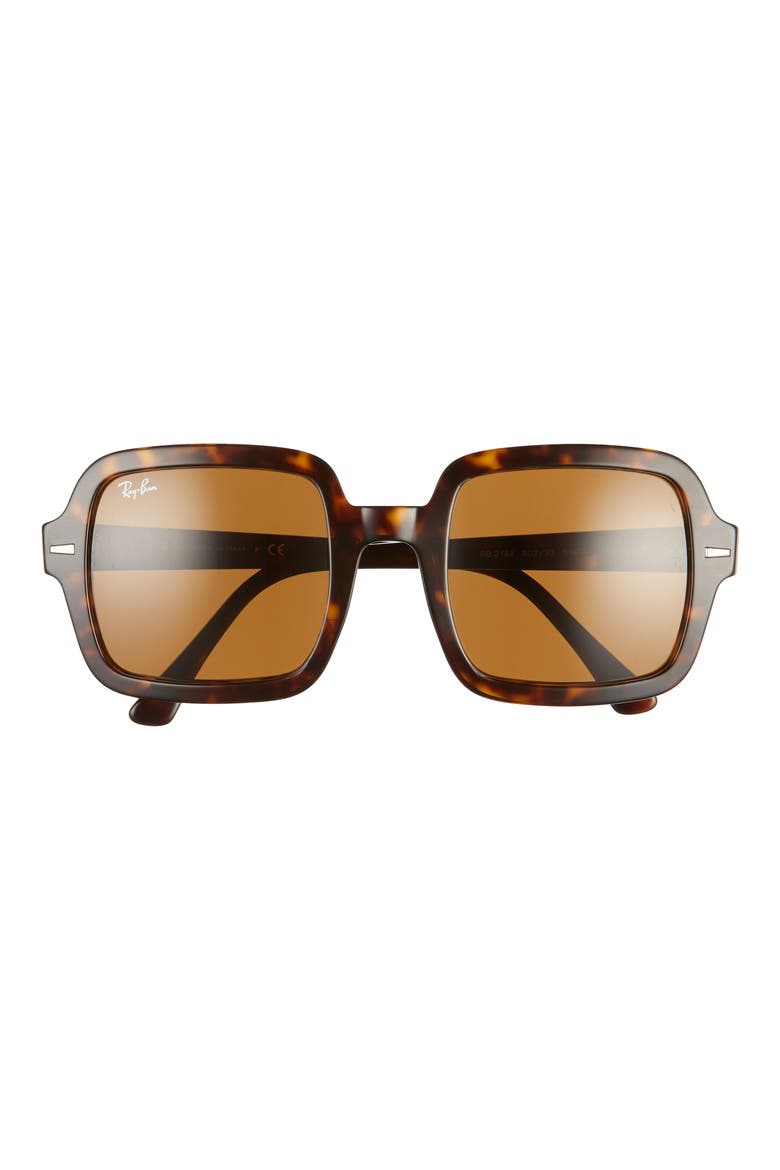 53mm Square Sunglasses, Main, color, HAVANA/ BROWN SOLID