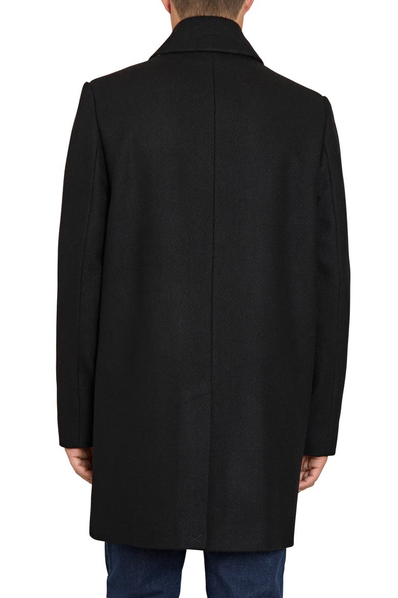 Single Breasted Wool Blend Coat, Alternate, color, BLACK TWILL