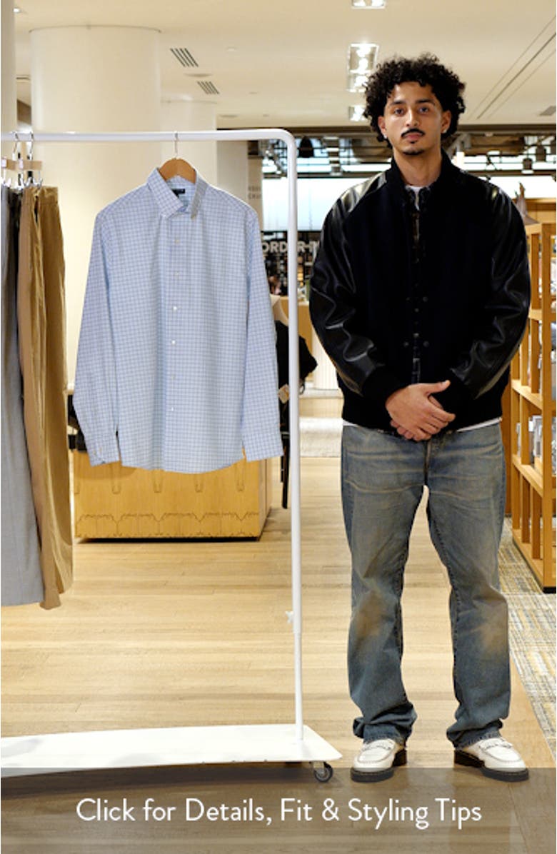 Rampart Tailored Fit Windowpane Check Performance Poplin Button-Down Shirt, sales video thumbnail