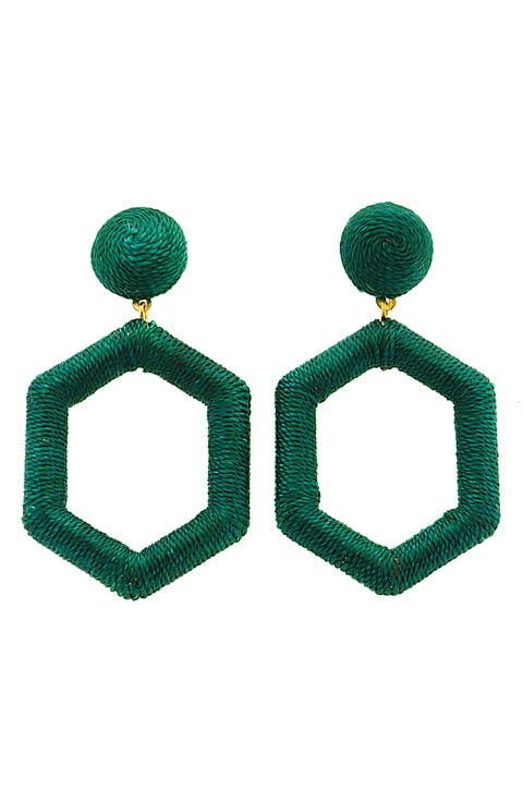 Textile Hexagon Drop Earrings