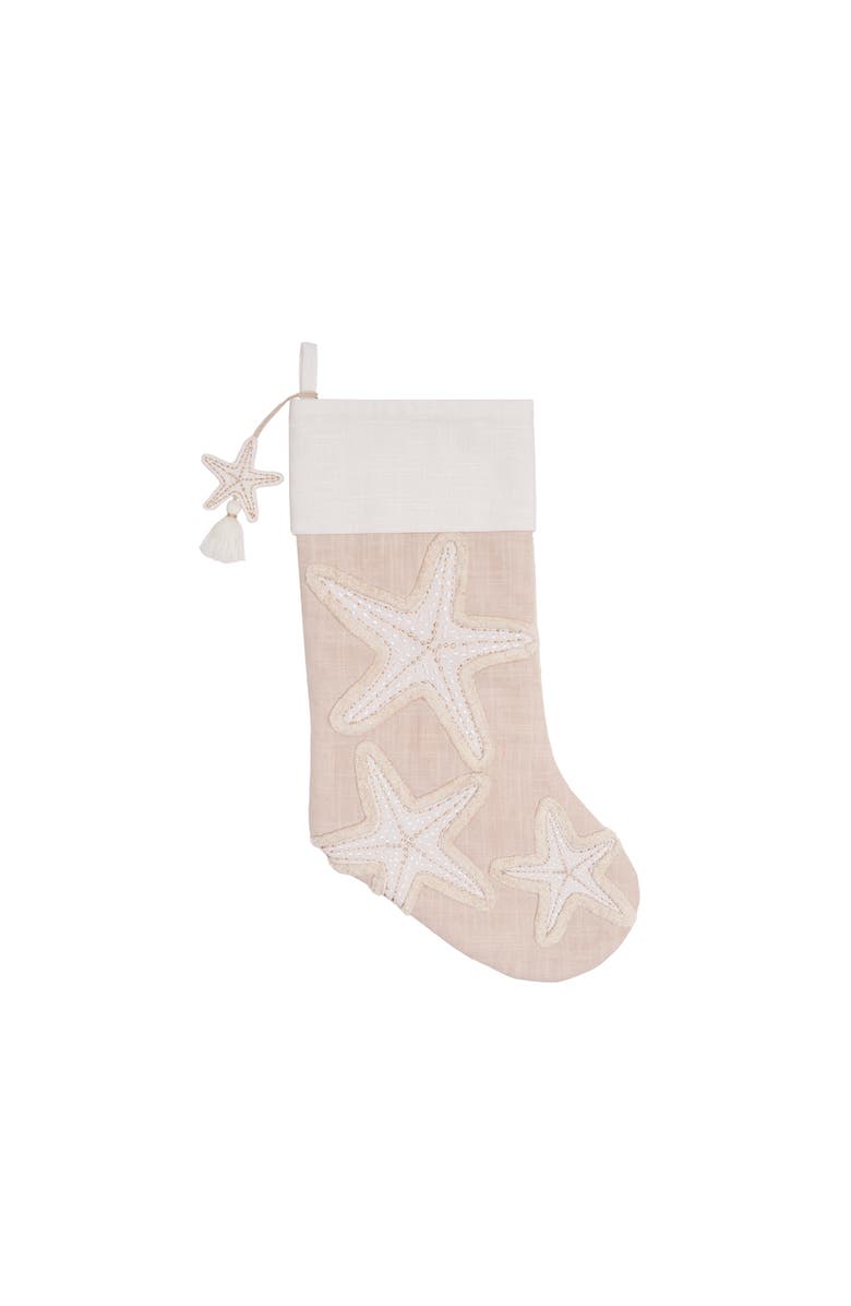 C&F Home Gold Coast Starfish Hanging Christmas Stocking 20", Main, color, Gold