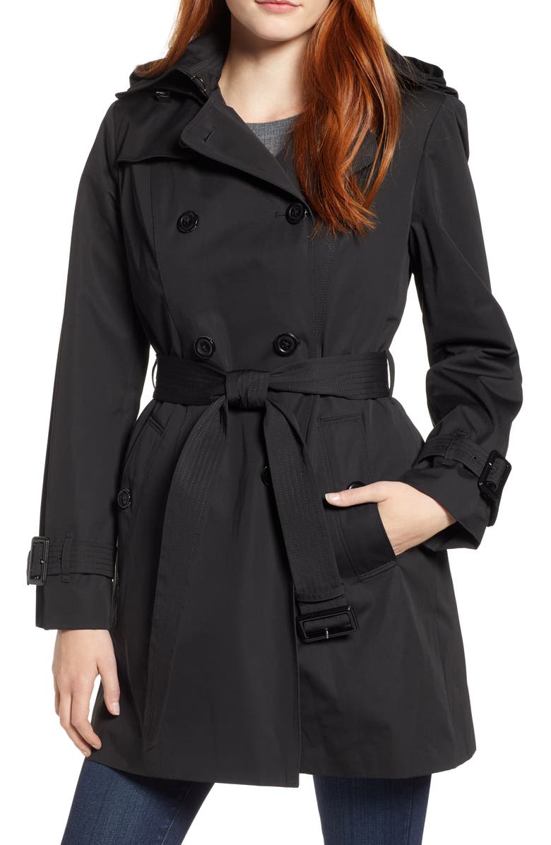 London Fog Trench Coat with Detachable Liner & Hood, Main, color, 