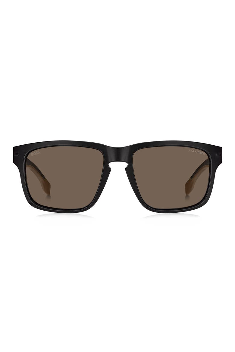 1497/S Polarized Rectangular Sunglasses, Main, color, MATTE BLACK BEIGE