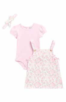 Nicole Miller Floral Bodysuit, Jumper & Headband Set