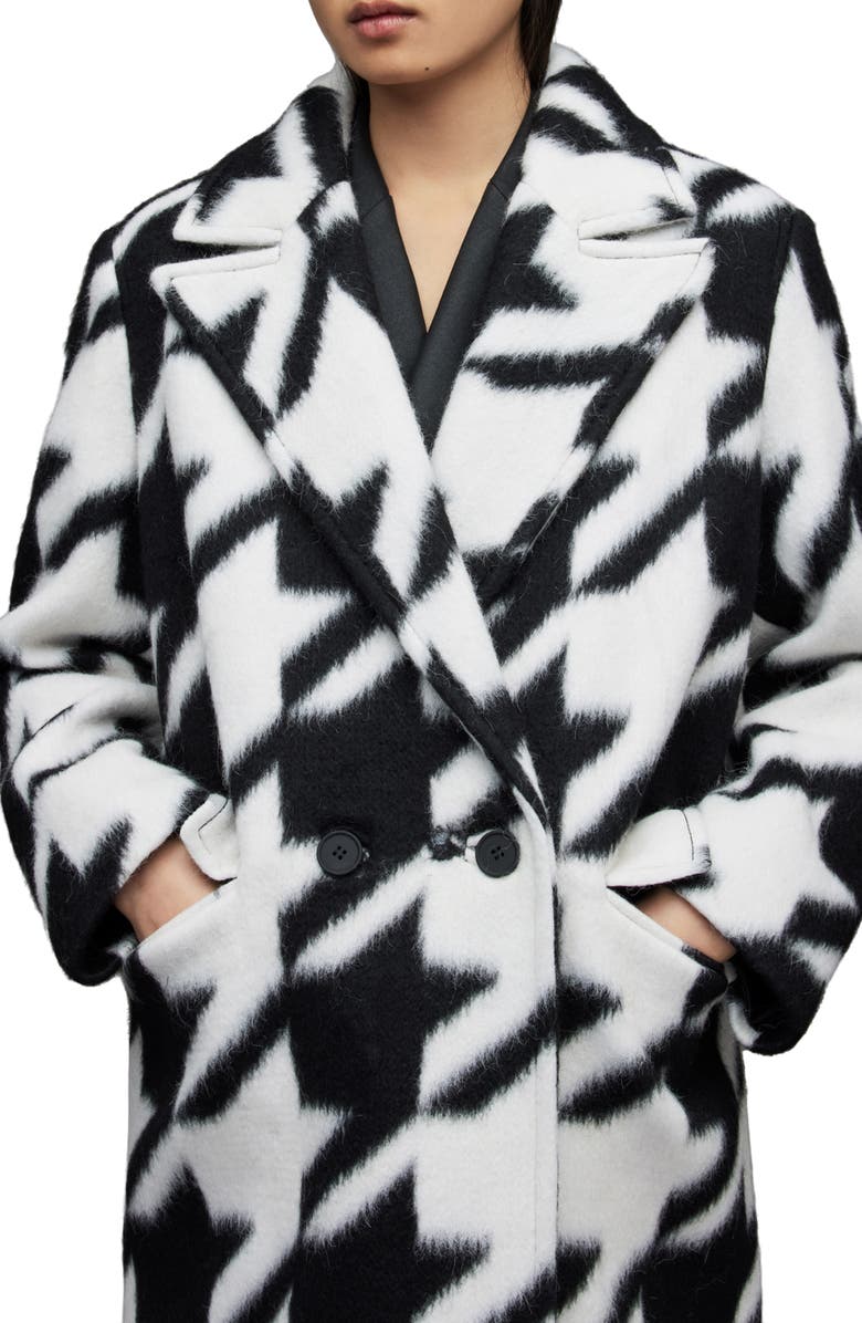 AllSaints Mabel Houndstooth Coat, Alternate, color,
