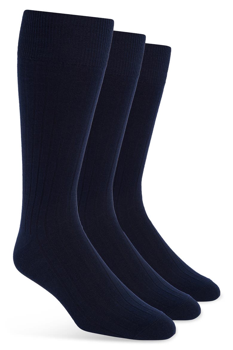 3-Pack Dress Socks, Main, color, NAVY