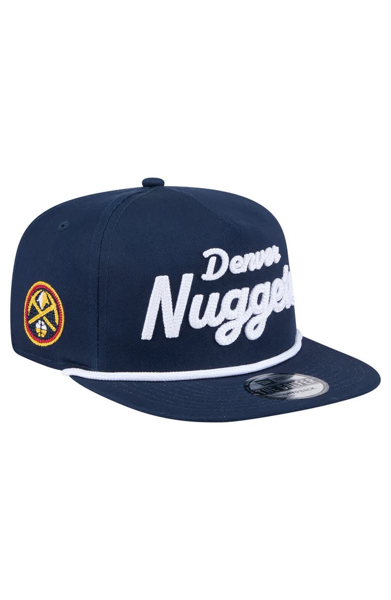 New Era Men's New Era Navy Denver Nuggets Team Text Golfer Snapback Hat, Main, color, 