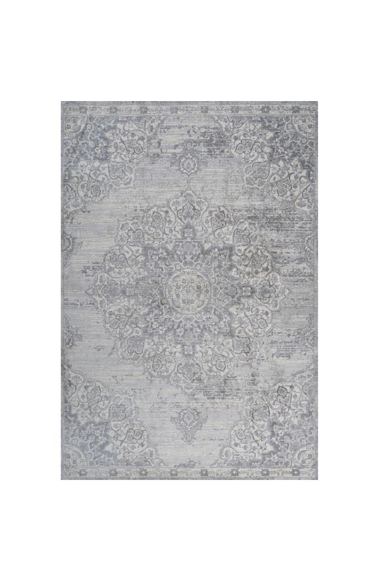 JONATHAN Y Modern Persian Vintage Moroccan Medallion Area Rug, Main, color, Light Gray