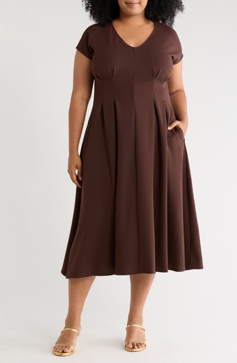 Pleated Waist A-Line Dress