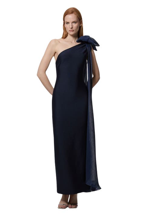 Shoulder Bow Cape Detail Maxi Dress