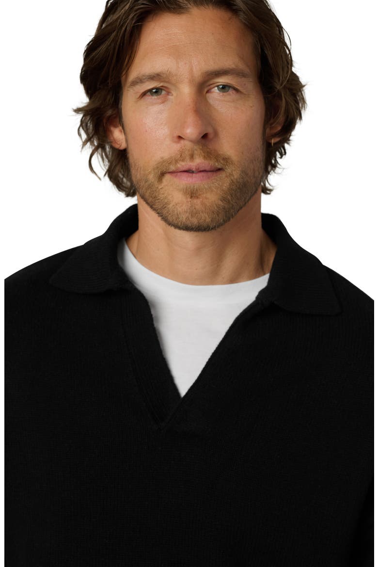 Relaxed Johnny Collar Wool Sweater, Alternate, color, BLACK