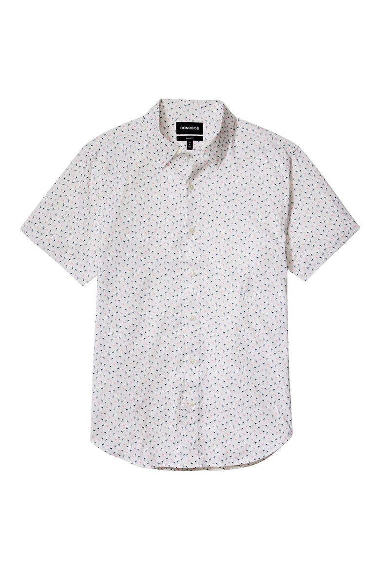 Flamingo Print Short Sleeve Performance Button-Up Shirt, Alternate, color, PHIL FLAMINGO C33