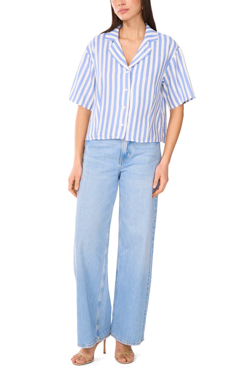 Vince Camuto Stripe Crop Button-Up Shirt, Alternate, color, 