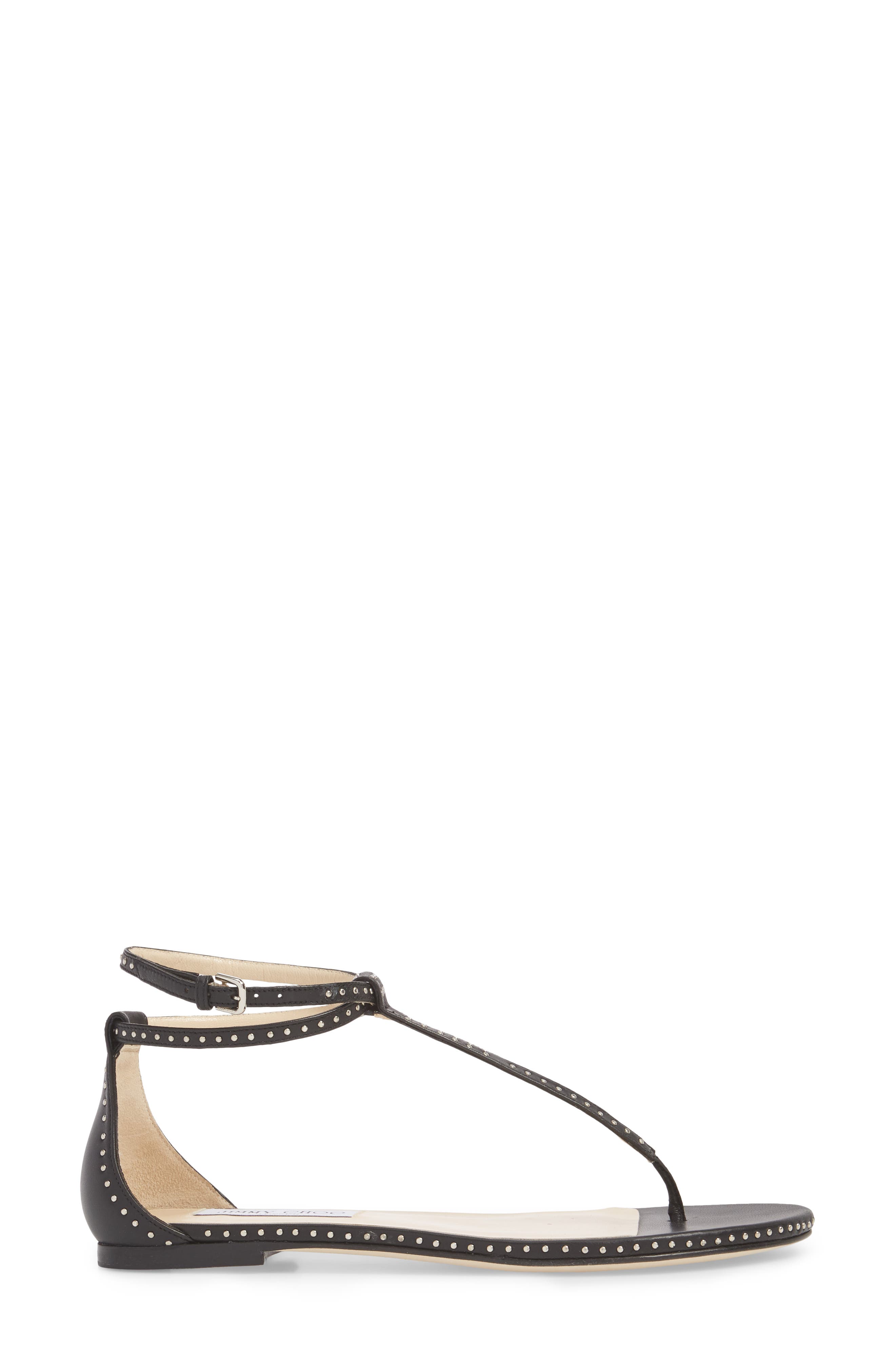 Jimmy Choo Afia Studded Flat Sandal, Alternate, color, 