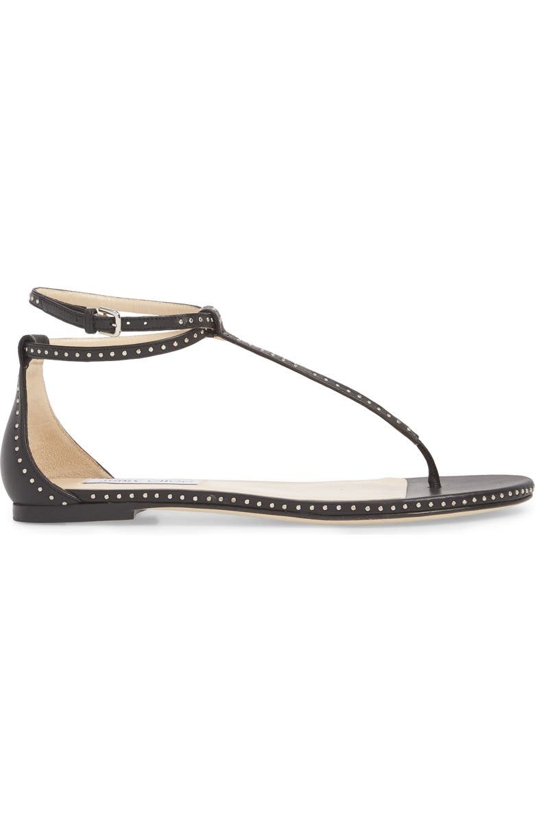 Jimmy Choo Afia Studded Flat Sandal, Alternate, color,