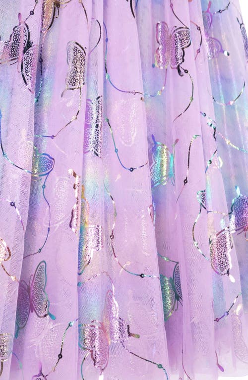 Zunie Kids' Float Foil Butterfly Dress In Purple