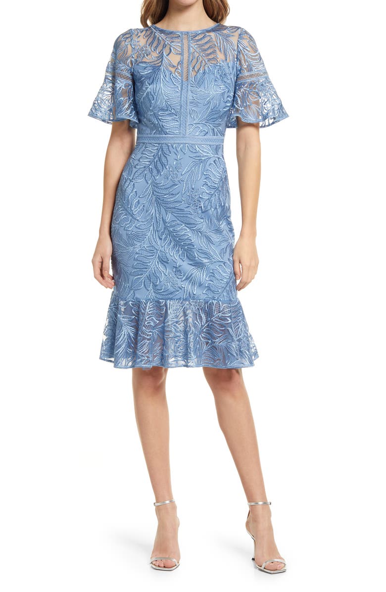 Tadashi Shoji Lace Midi Dress, Main, color, 