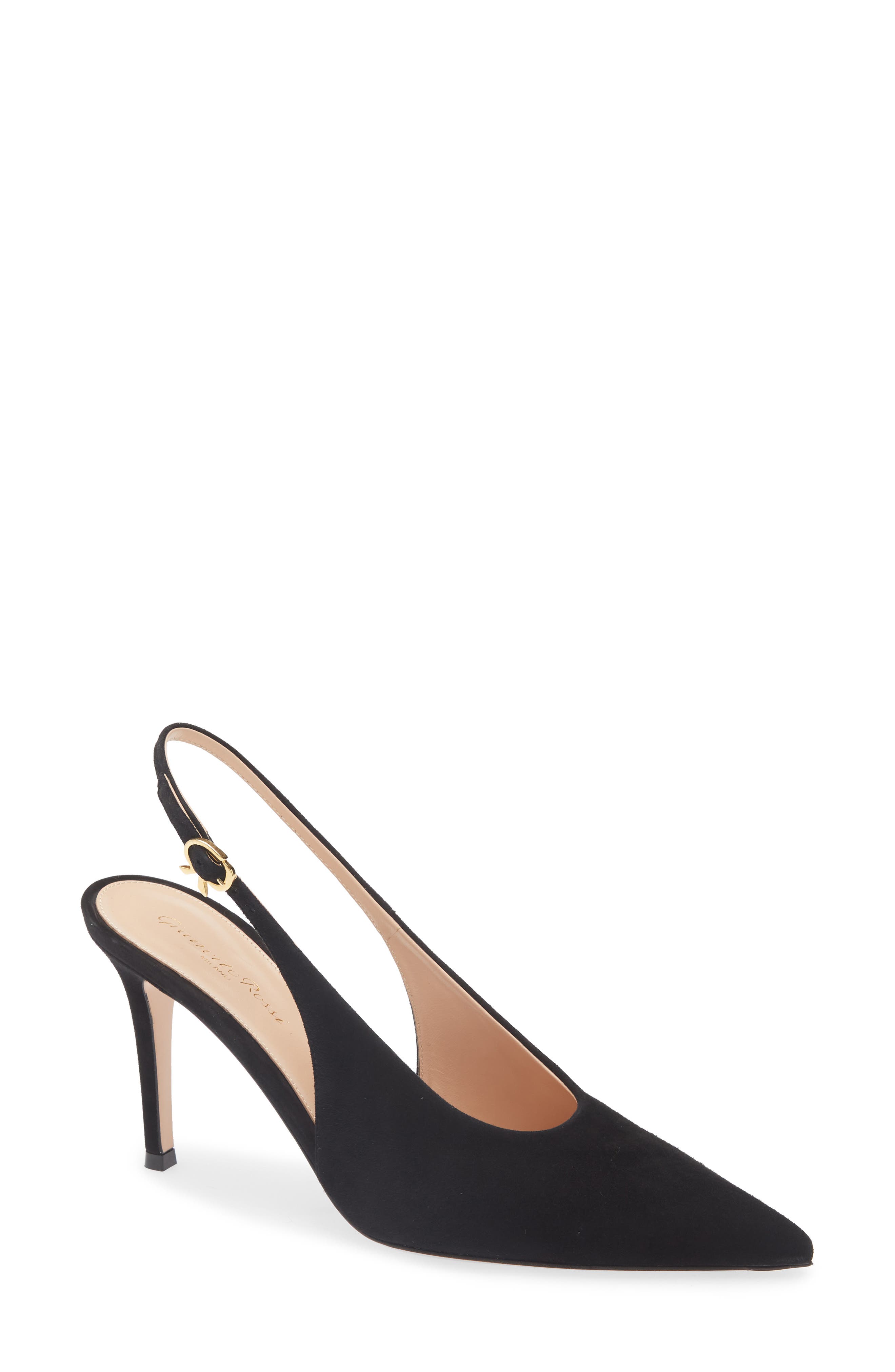 Suede Slingback Pump, Main, color, BLACK