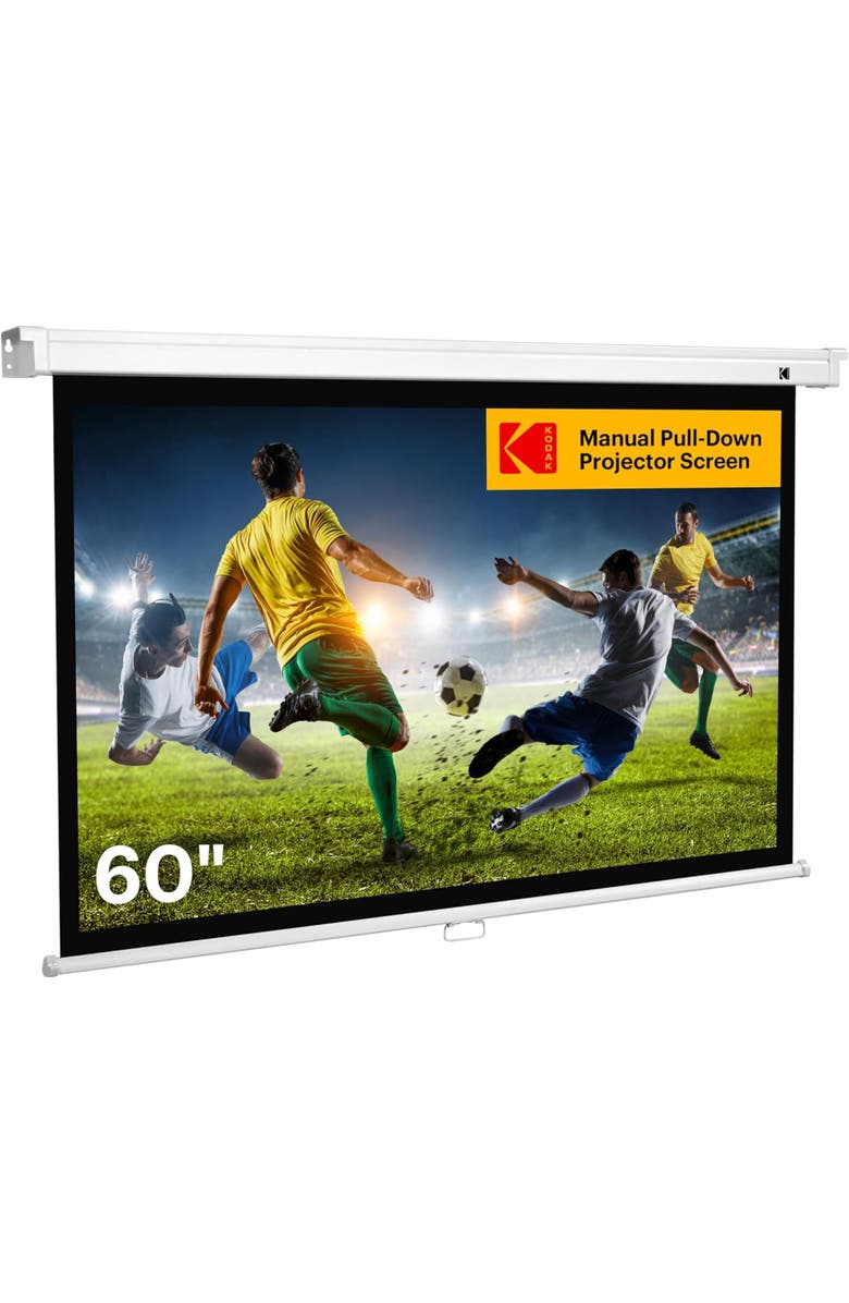 Kodak 60 Manual Pull Down Projector Screen, Large 169 Retractable Projector Screen, Main, color, Black