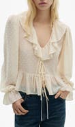 MANGO Ruffle Long Sleeve Top