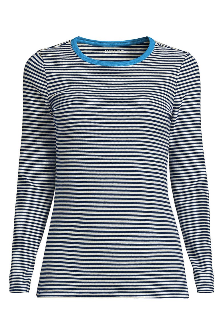 Cotton Rib T-shirt, Alternate, color, Deep Sea Navy Tiny Stripe