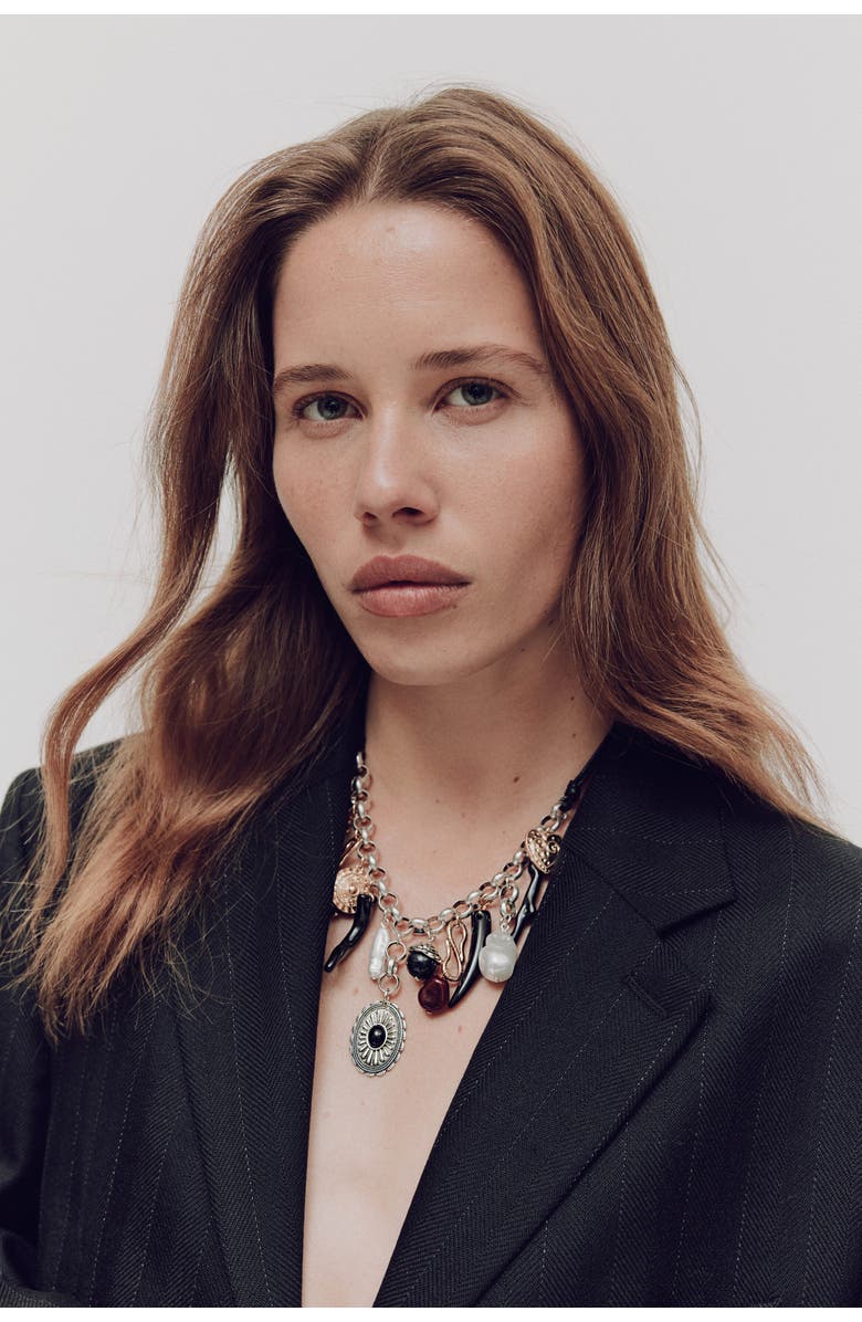 H&M Charm Necklace, Alternate, color, Black