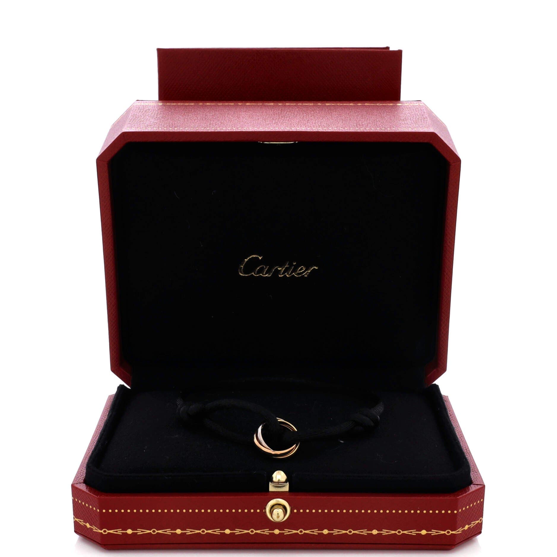 Trinity On Cord Bracelet Silk Cord with 18K Tricolor Gold, Alternate, color, Metallic Gold