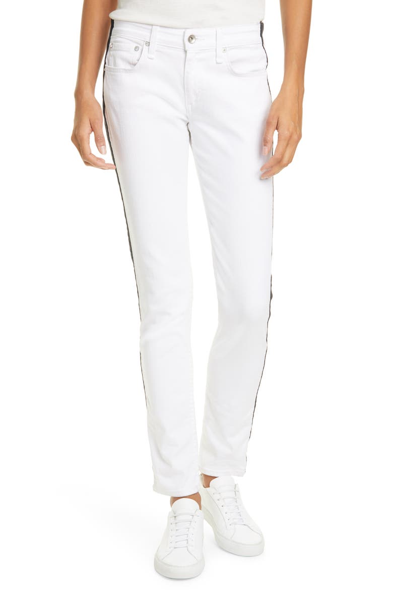 Dre Side Stripe Slim Boyfriend Jeans, Main, color, OFFWHT