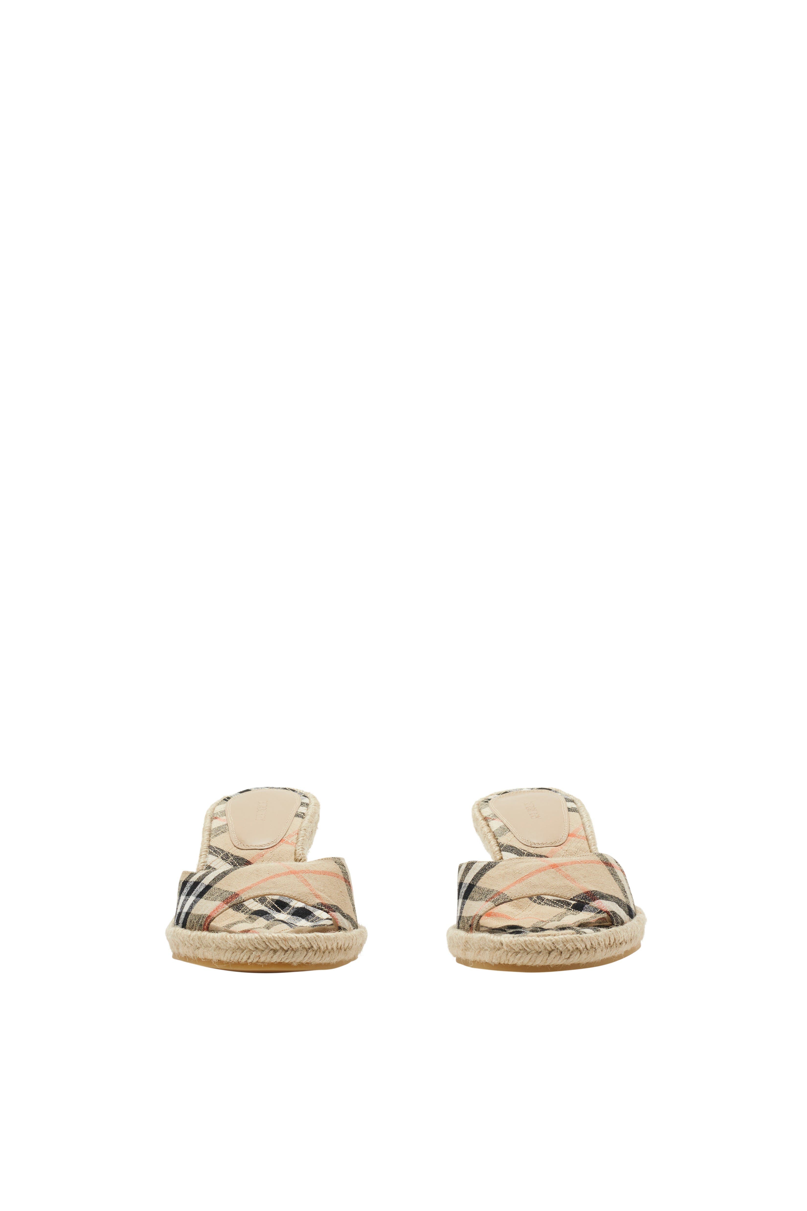 Burberry Check Mews Espadrille Mules, Alternate, color, Sand
