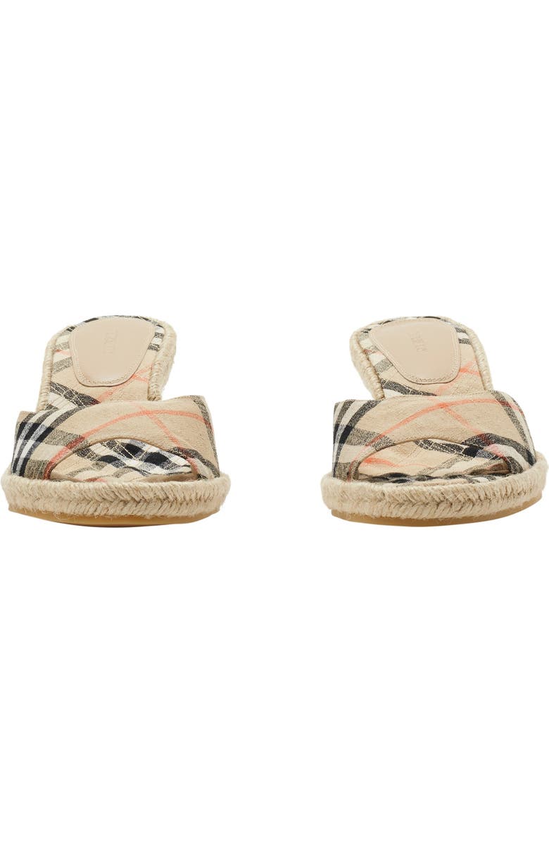 Burberry Check Mews Espadrille Mules, Alternate, color, Sand