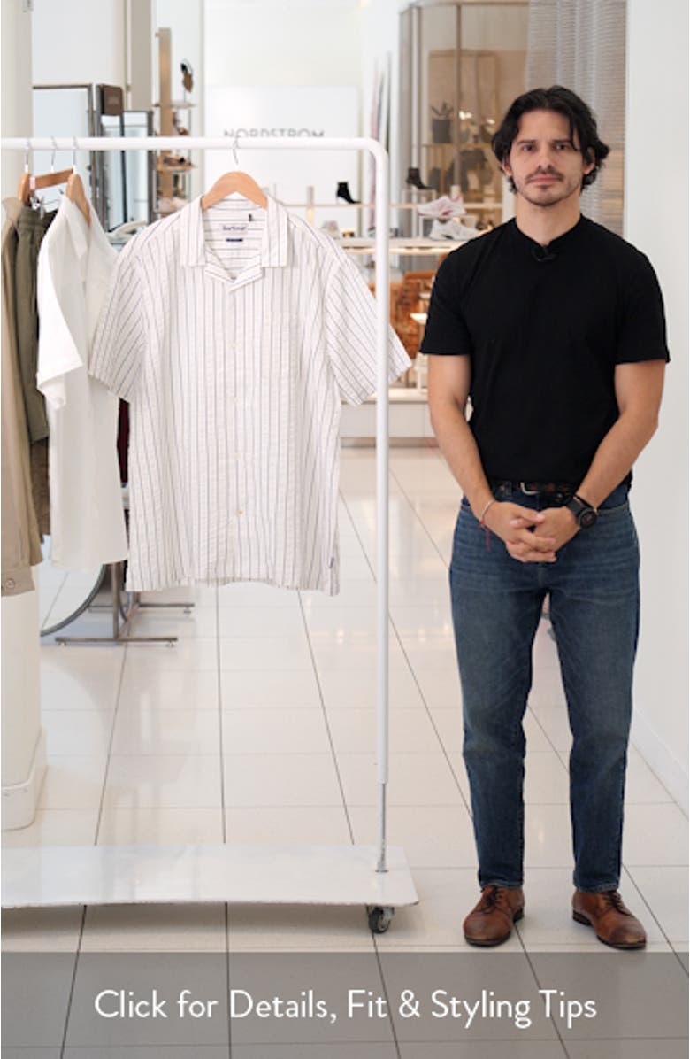 Park Pinstripe Cotton Seersucker Camp Shirt, sales video thumbnail