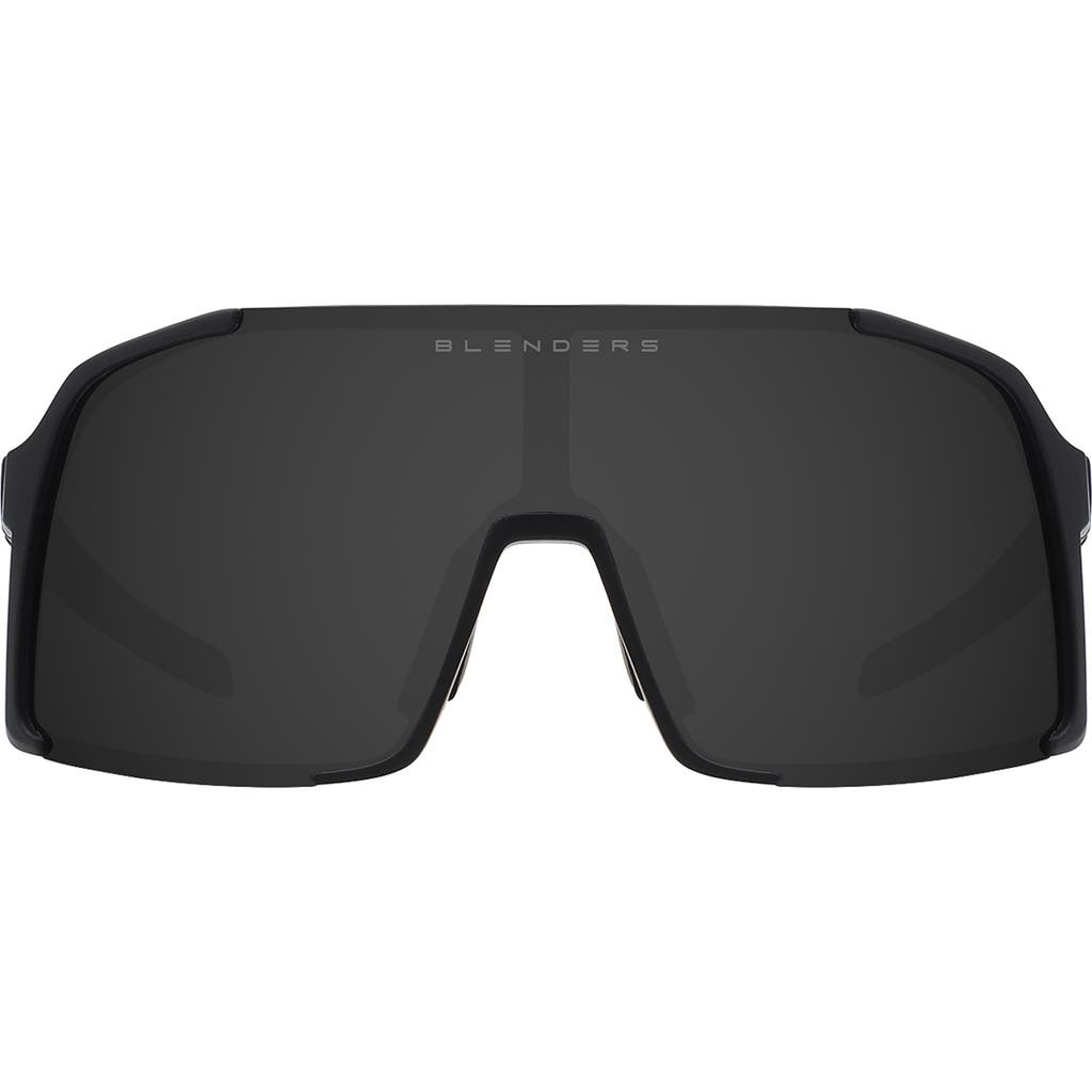 Blenders Eyewear Exposé 132mm Polarized Semi Rimless Shield Sunglasses In Black