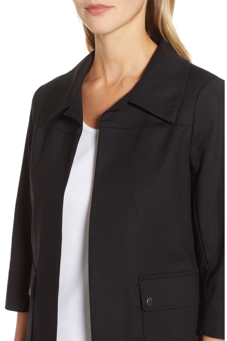 Collared Crop Jacket, Alternate, color, BLACK
