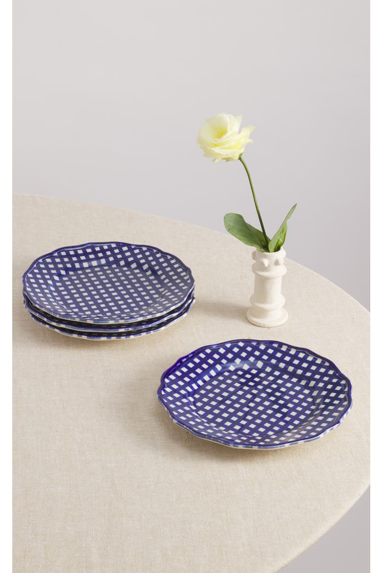 Beatrix 9'' Dessert Plate Set of 4, Main, color, Blue/Cream