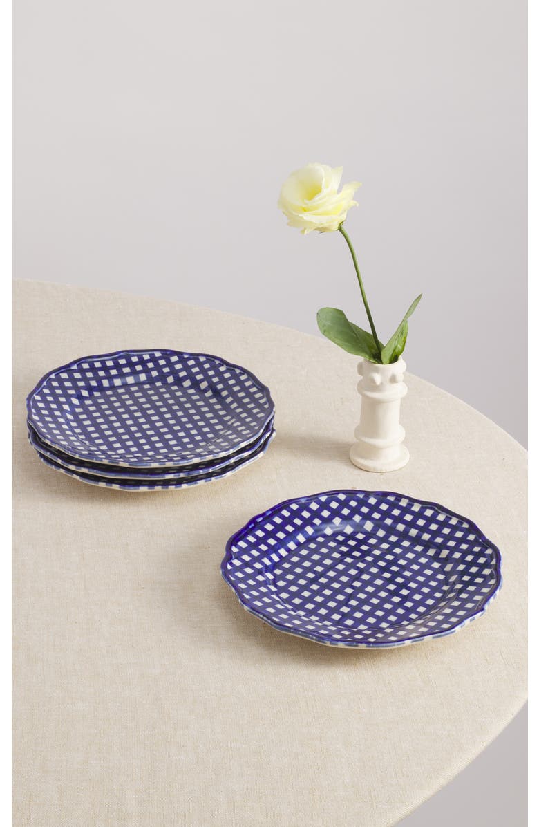 Maison Madison Home Beatrix 9'' Dessert Plate Set of 4, Main, color, Blue/Cream