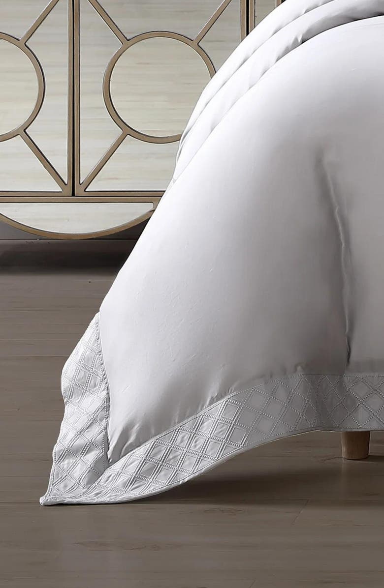 Pure Parima 500 Thread Count Egyptian Cotton Sateen Embroidered Hira Duvet Cover Set, Alternate, color,