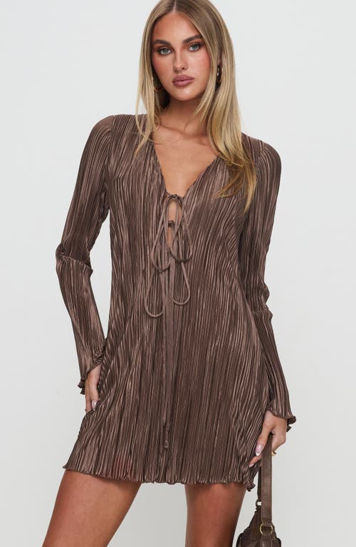 PRINCESS POLLY PRINCESS POLLY MALOP LONG SLEEVE PLISSÉ MINIDRESS 
