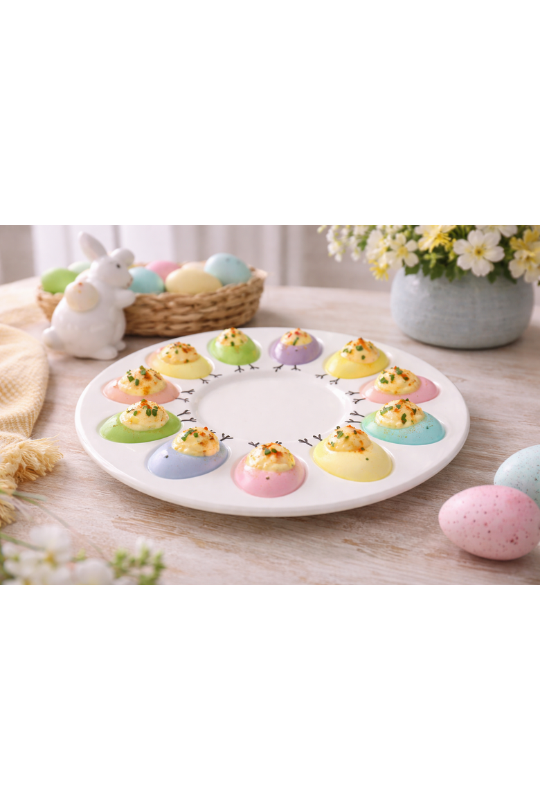 Easter Chick Egg Serving Plate, Alternate, color, White