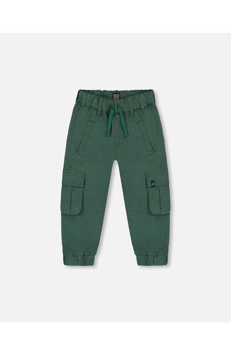 Deux par Deux Boy's Stretch Twill Cargo Jogger Pants Forest Green, Main, color, 
