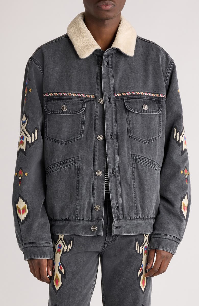 Isabel Marant Jenson Embroidered Denim Jacket, Main, color, 