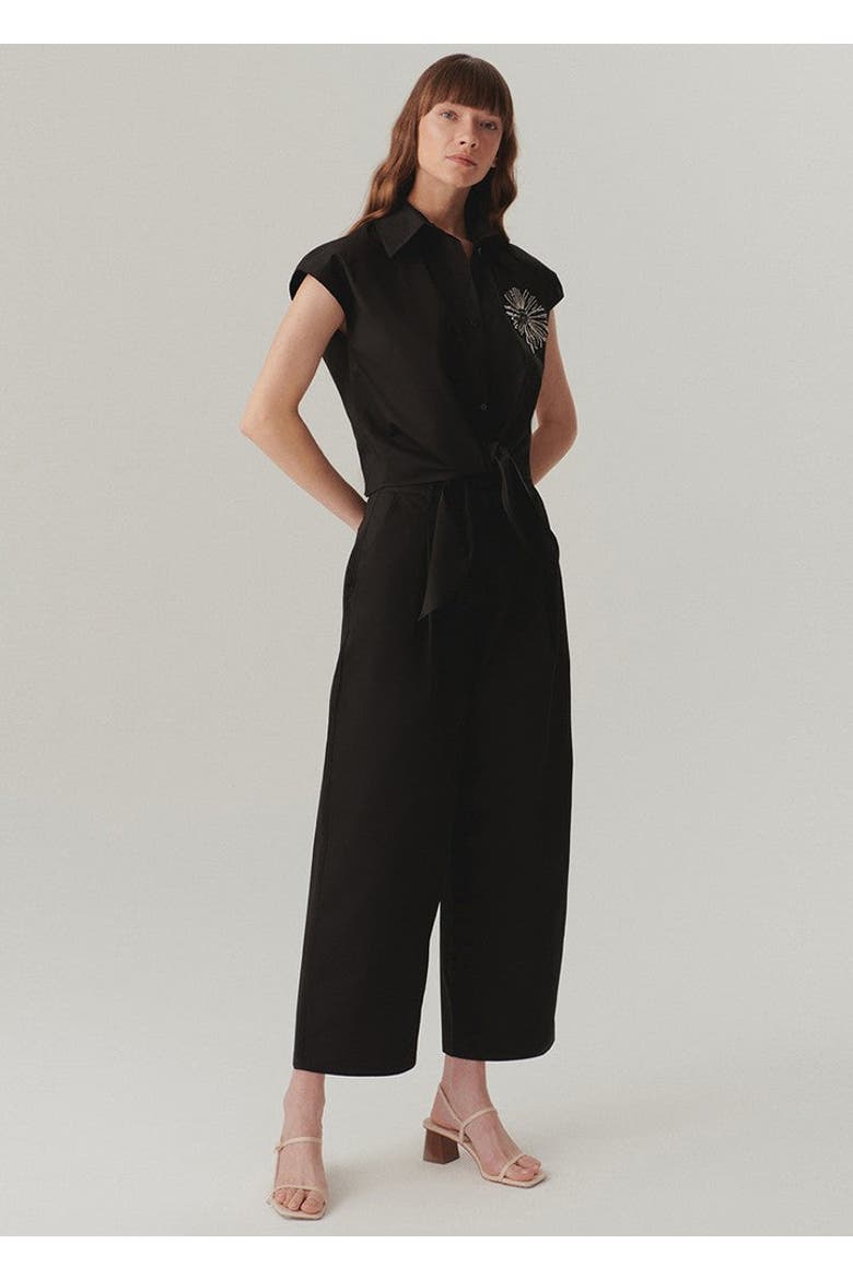Elsie Polished Flowing Trousers, Alternate, color, BLACK