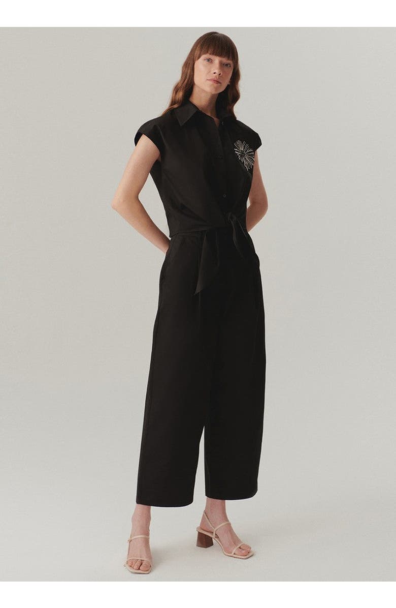 Exquise Elsie Polished Flowing Trousers, Alternate, color, Black