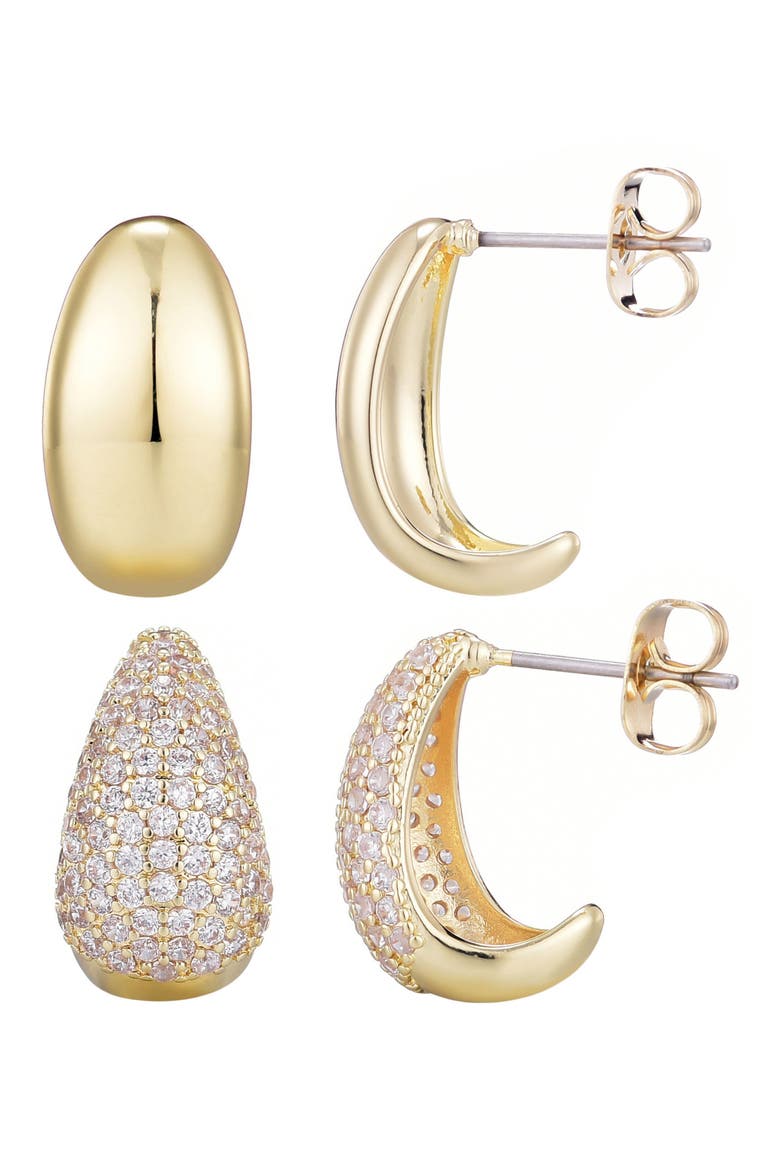Set of 2 Drop Earrings, Main, color, GOLD
