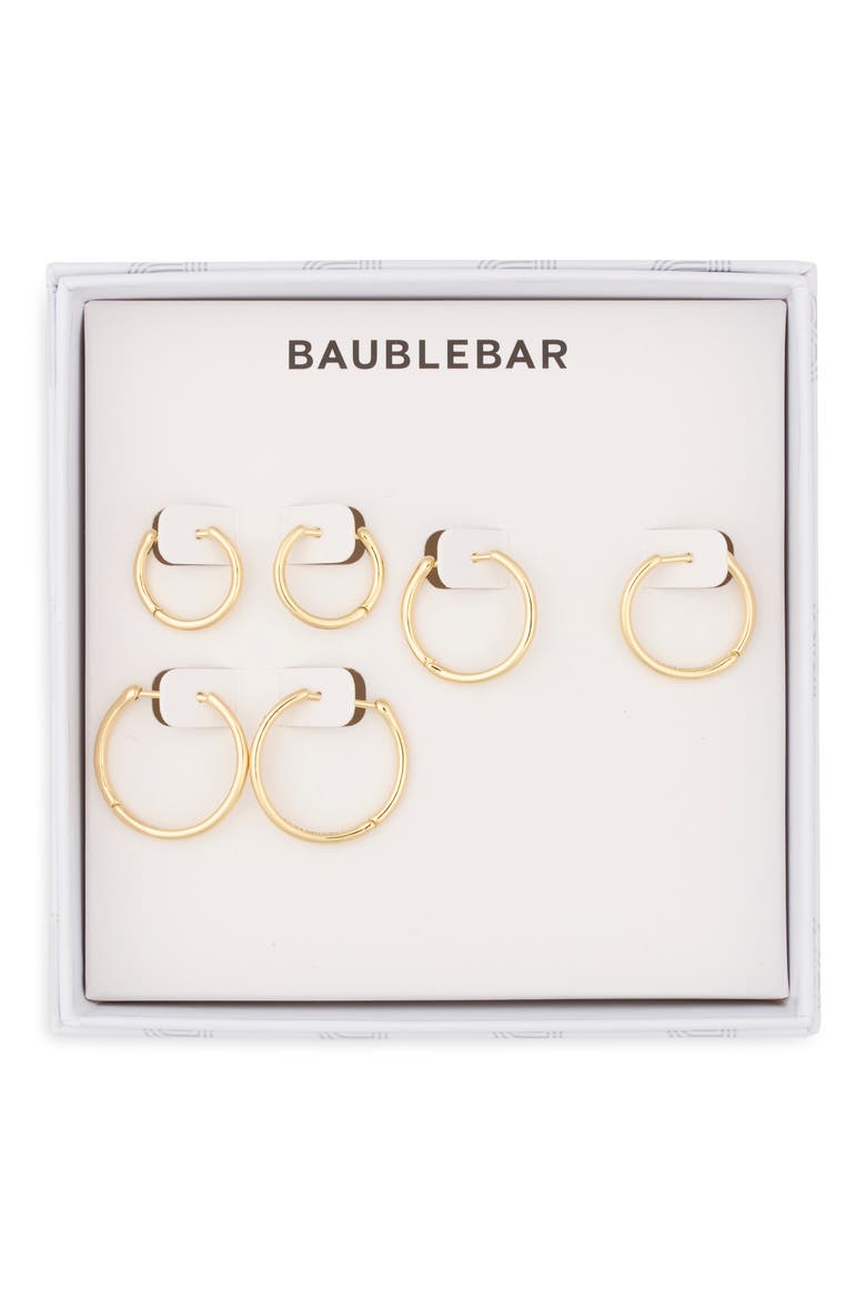 Set of 3 Hoop Earrings, Main, color, GOLD