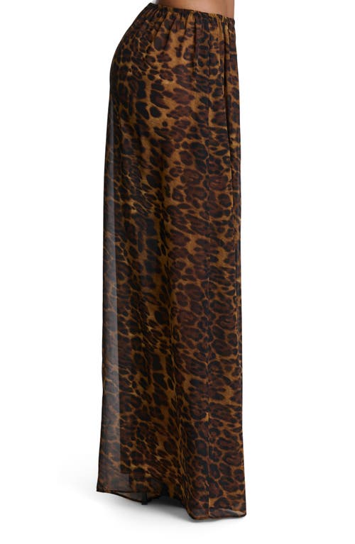 Naked Wardrobe Leopard Print Chiffon A-line Maxi Skirt In Brown